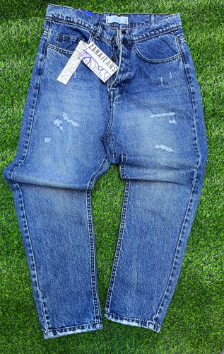 شلوار جین مام فیت مردانه زارا | پارچه پنبهای، شست آبی ماوی، فاق بلند و راحت